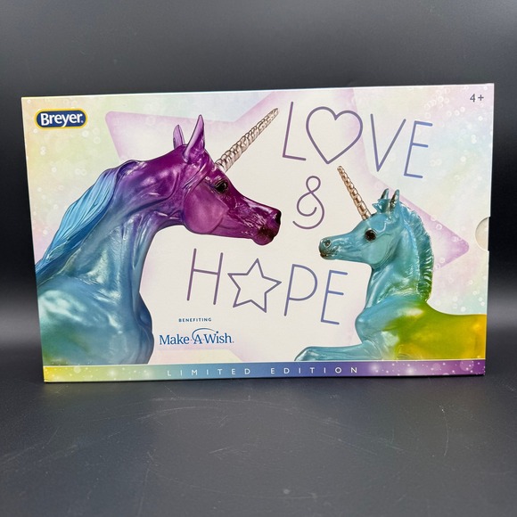 Breyer Limited Edition Love & Hope 62124 Rainbow Unicorn Mare Foal Set NIB - Picture 2 of 11